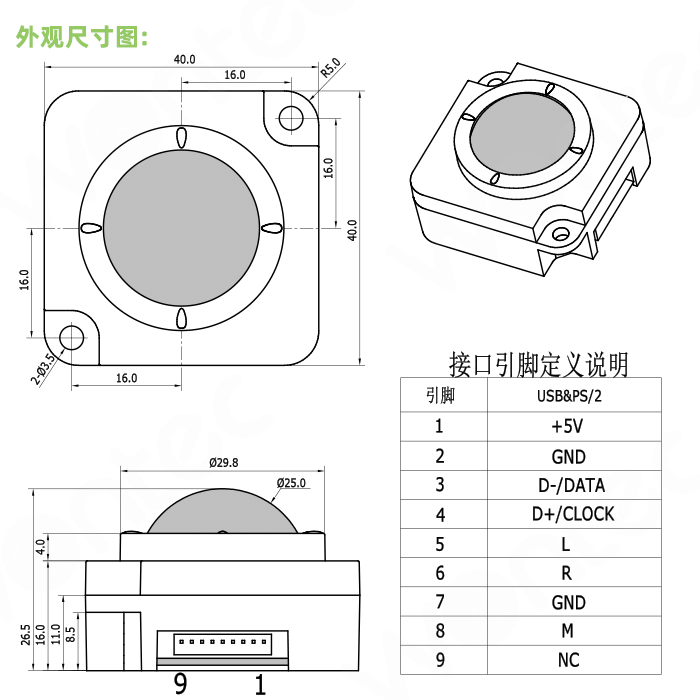 JS25 轨迹球