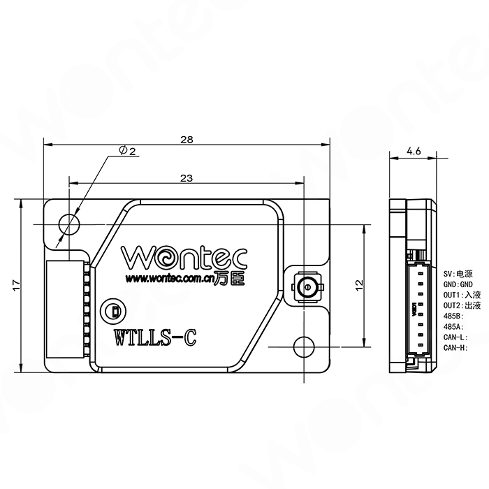 Feedback type liquid level detection sensor